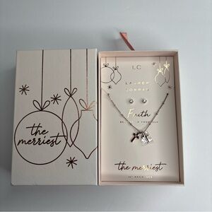 LC Lauren Conrad Faith Believe In Yourself Necklace Cross Earrings Set Gift Box